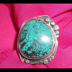 Handcrafted  turquoise silver ring artisan boho 6